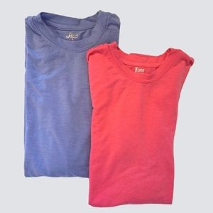 Set of Two 2 JDM Soft Long Sleeve Crew Neck Basic Tees Blue Pink Size Small